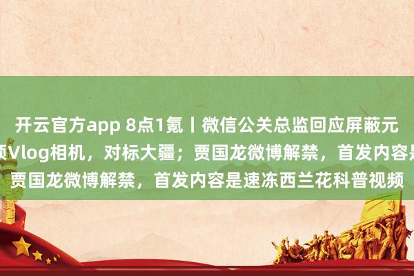 开云官方app 8点1氪丨微信公关总监回应屏蔽元宝链接；vivo确认立项Vlog相机，对标大疆；贾国龙微博解禁，首发内容是速冻西兰花科普视频